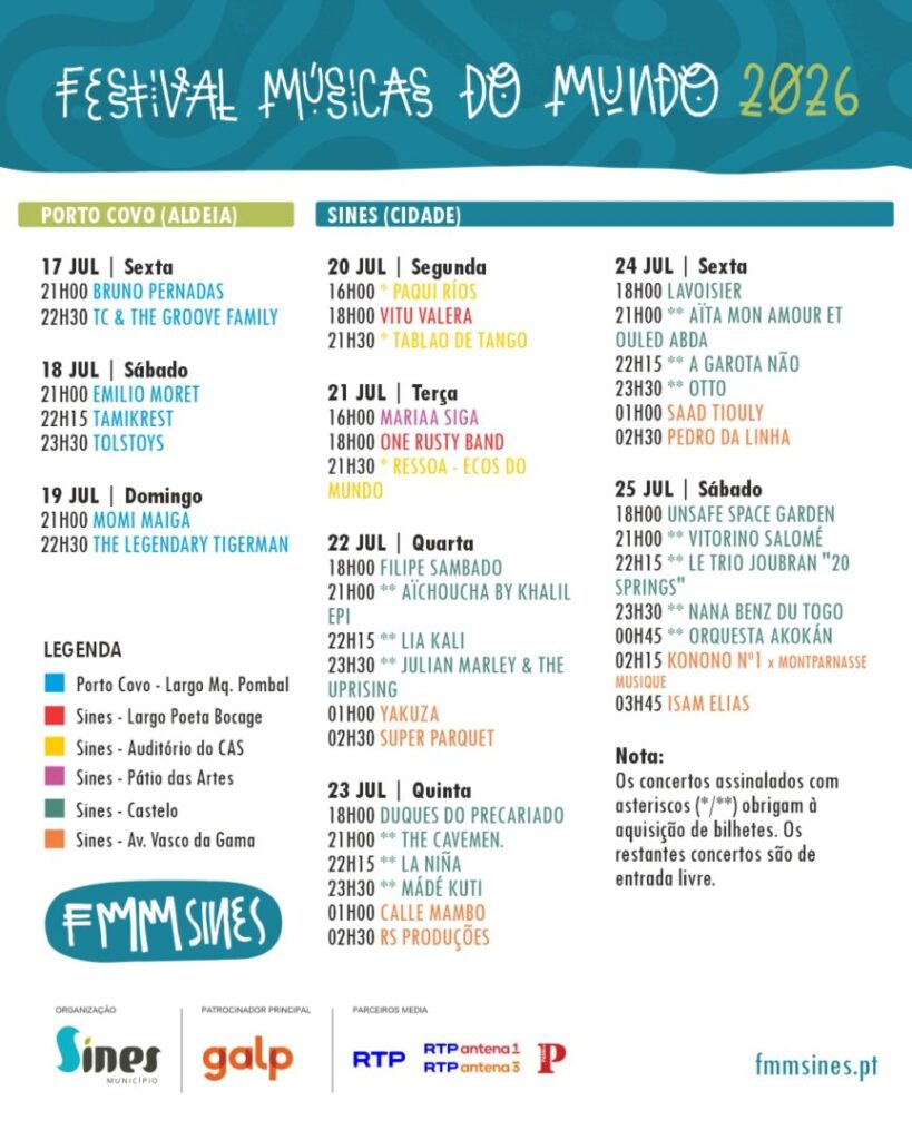 Cartaz FMM 2026 Sines & Porto Corvo